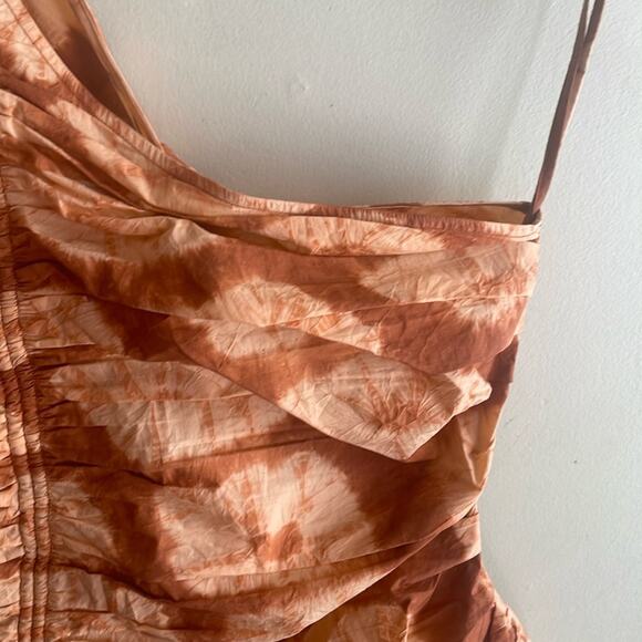 ULLA JOHNSON Senta One-Shoulder Tie Dye Stripe Cotton Top Sequoia - Picture 3 of 16